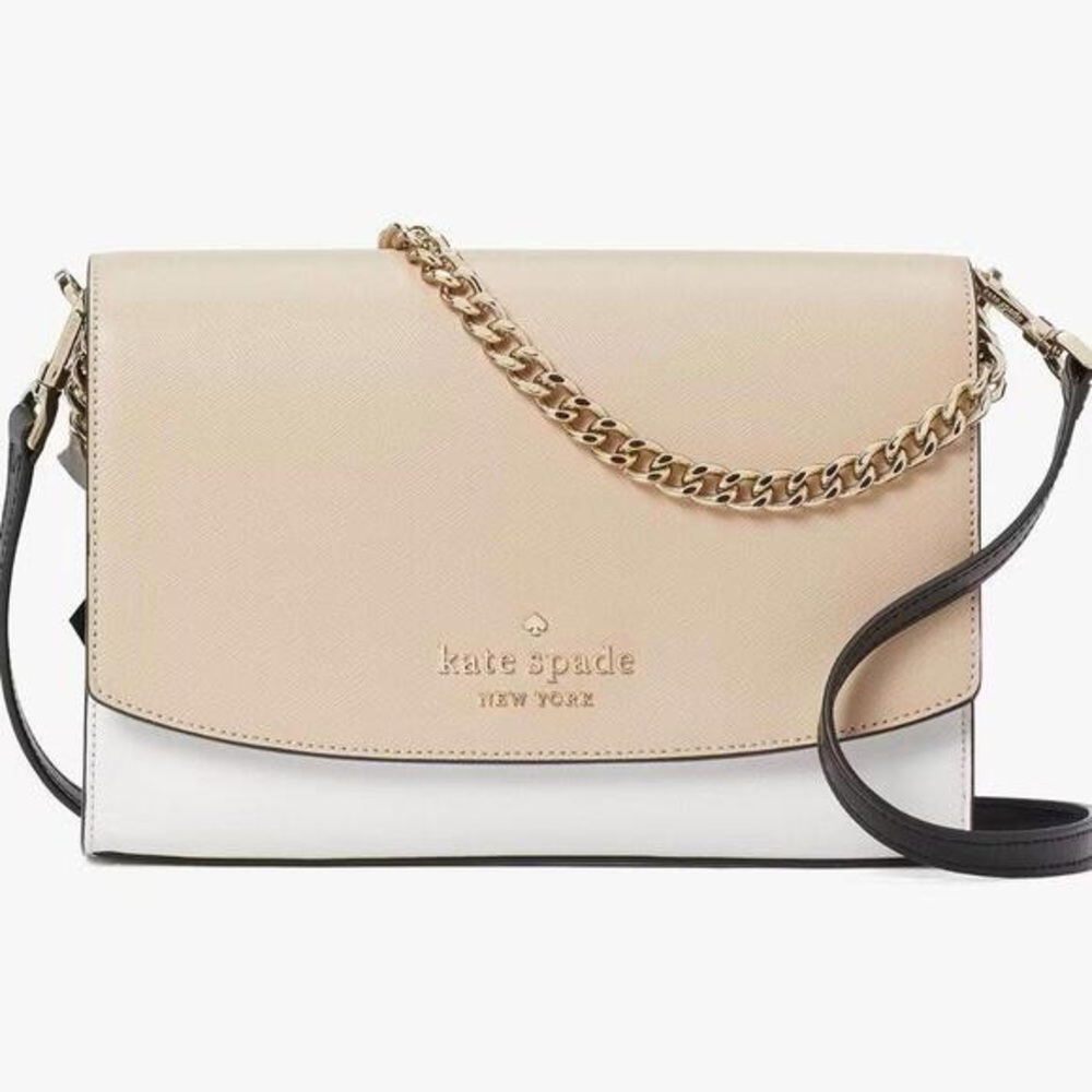 Kate Spade Carson Convertible Beige and White Crossbody Bag
